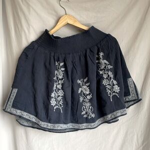 J.Crew Boho Embroidered Floral Navy Mini Skirt